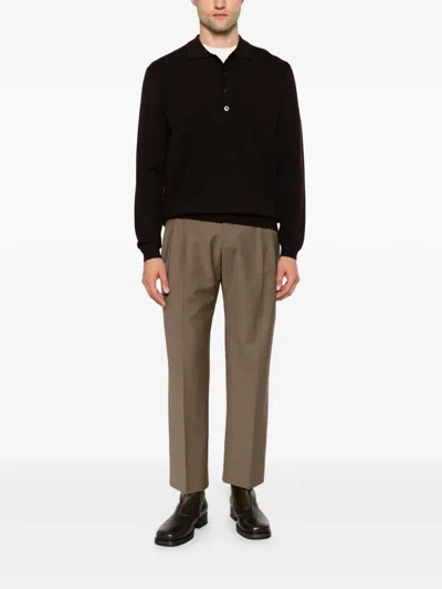 Low Brand Wool Polo Shirt In Brown