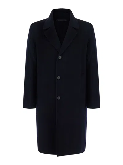 Low Brand Wool-blend Shirt-collar Jacket With Pockets In Blue