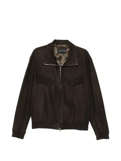 Low Brand Zip-up Panelled Jacket In Brown