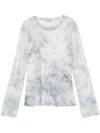 Low Classic Abstract Pattern-print Top In Grey