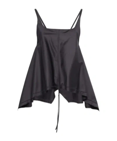 Low Classic A-line Tie-back Blouse In Black