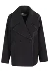 LOW CLASSIC ALPACA WIDE COLLAR HALF COAT