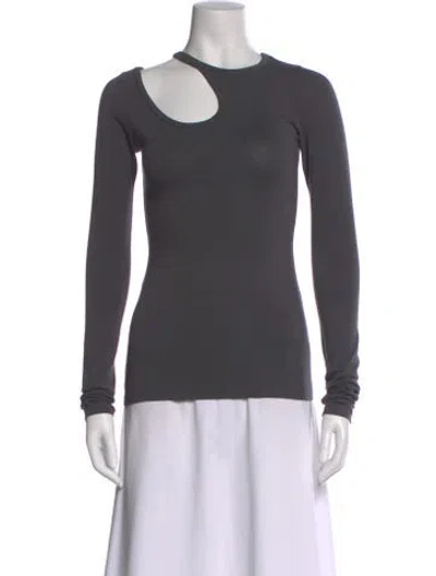 Pre-owned Low Classic Asymmetrical Long Sleeve Top In Gray