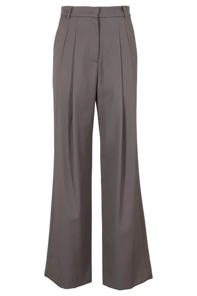 Low Classic Basic Long Wide Leg Wool Pants In Purple
