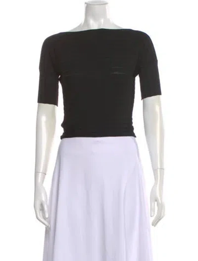 Pre-owned Low Classic Bateau Neckline Short Sleeve Top W/ Tags In Brown