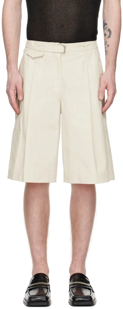Low Classic Beige Belted Shorts In Light Beige