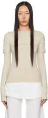 Low Classic Beige Overlay Long Sleeve T-shirt In Beige