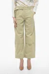 Low Classic Belted Cargo Pants With Front Pleats In Beige