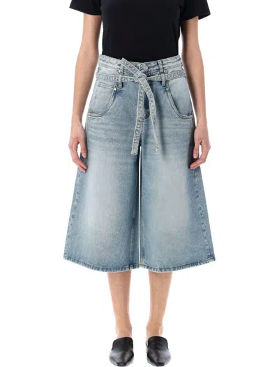 Low Classic Belted Denim Bermuda Pants