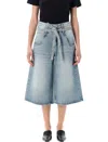 Low Classic Denim Bermuda Belted Waist In Blue
