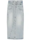 Low Classic Belted Denim Maxi Skirt In Blau