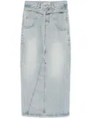Low Classic Belted Denim Maxi Skirt In Blue