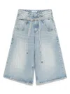 Low Classic Denim Bermuda Belted Waist In Blue