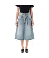 Low Classic Denim Bermuda Belted Waist In Light Blue