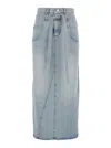 Low Classic Blue High-waisted Skirt With Belt On The Waist And Rear Single Slit