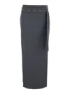 Low Classic Belted Maxi Skirts In Gray