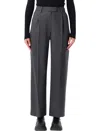 Low Classic Belted Point Pleated Trousers In Gray