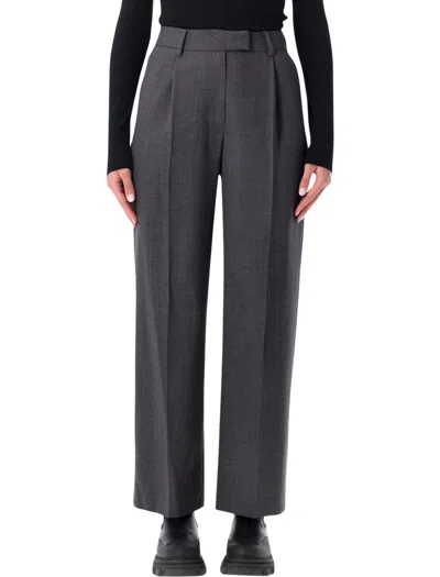 Low Classic Belted Point Pleated Trousers In Gray