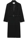Low Classic Belted Single-breasted Coat In Black