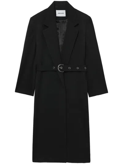 Low Classic Belted Single-breasted Coat In Black