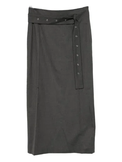 Low Classic Belted Skirts In Gray