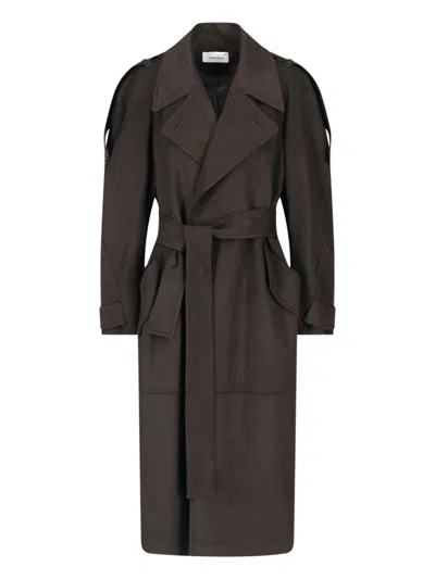Low Classic Wildleder-imitat-trenchcoat In Gray