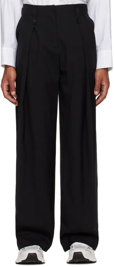 Low Classic Black Belt Loop Point Trousers In Black