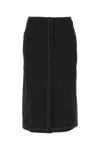 Low Classic Contrast Stitching High-waisted Knee-length Skirt In Black