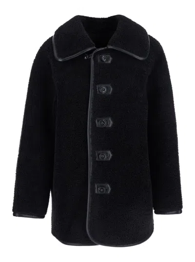 Low Classic Black Jacket With Reversible Design In Faux Fur Woman