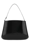 Low Classic Curved Glossy Leather Tote With Single Handle