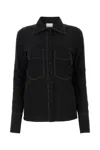 Low Classic Contrast-stitch Patch-pocket Regular-fit Silk-blend In Black