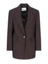Low Classic Tailored Blazer With Notch Lapel And Pockets In Brown
