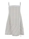 Low Classic Blue Cotton Dress With Spaghetti Straps And All-over Striped Motif In Blu