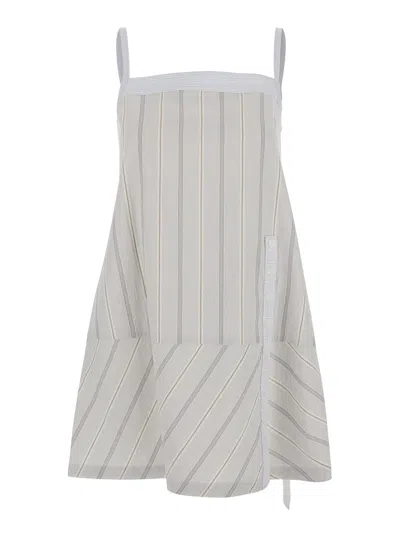 LOW CLASSIC BLUE DRESS WITH SPAGHETTI STRAPS AND ALL-OVER STRIPED MOTIF IN COTTON WOMAN