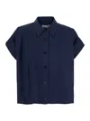 Low Classic Blue Shirt With Pointed Collar And Turned Up Sleeves Sleeves In Cotton Woman In Blu