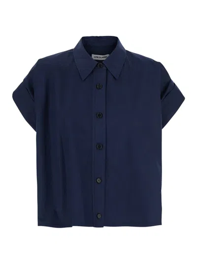 Low Classic Blue Shirt With Pointed Collar And Turned Up Sleeves Sleeves In Cotton Woman