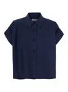 Low Classic Blue Shirt With Pointed Collar And Turned Up Sleeves Sleeves In Cotton Woman In Blue