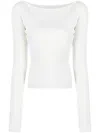 Low Classic Boat-neck Ribbed Jumper In White