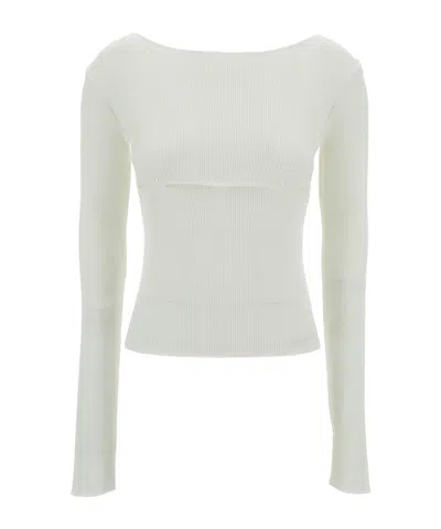 LOW CLASSIC LOW CLASSIC RIBBED BOAT NECK TOP WITH BUTTONS