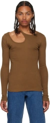 Low Classic Brown Curve Hole Long Sleeve T-shirt In Brown