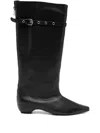 Low Classic Buckle-detail Leather Boots In Black