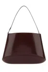 Low Classic Structured Grape Leather Shoulder Bag In Maroon