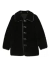 Low Classic Button-fastening Teddy Jacket In Black
