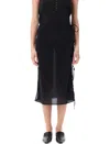 Low Classic See-throught Button Loop Midi Skirt In Black