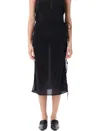 Low Classic See-throught Button Loop Midi Skirt In Black