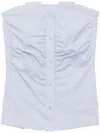 Low Classic Button-up Strapless Top In Blue