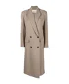 Low Classic Neutral Double-breasted Longline Coat In Nude