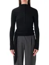 Low Classic Black Long Sleeve Half-neck Wrap Top In Black