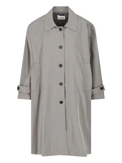 Low Classic Button-front Long Coat In Gray