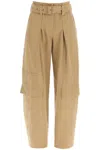 Low Classic Belted Wide-leg Trousers In Beige